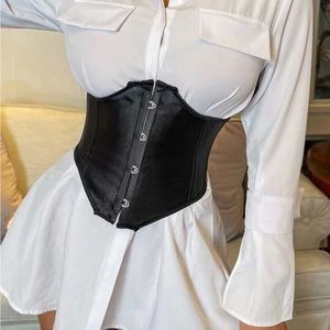 Black Satin Underbust Corset New